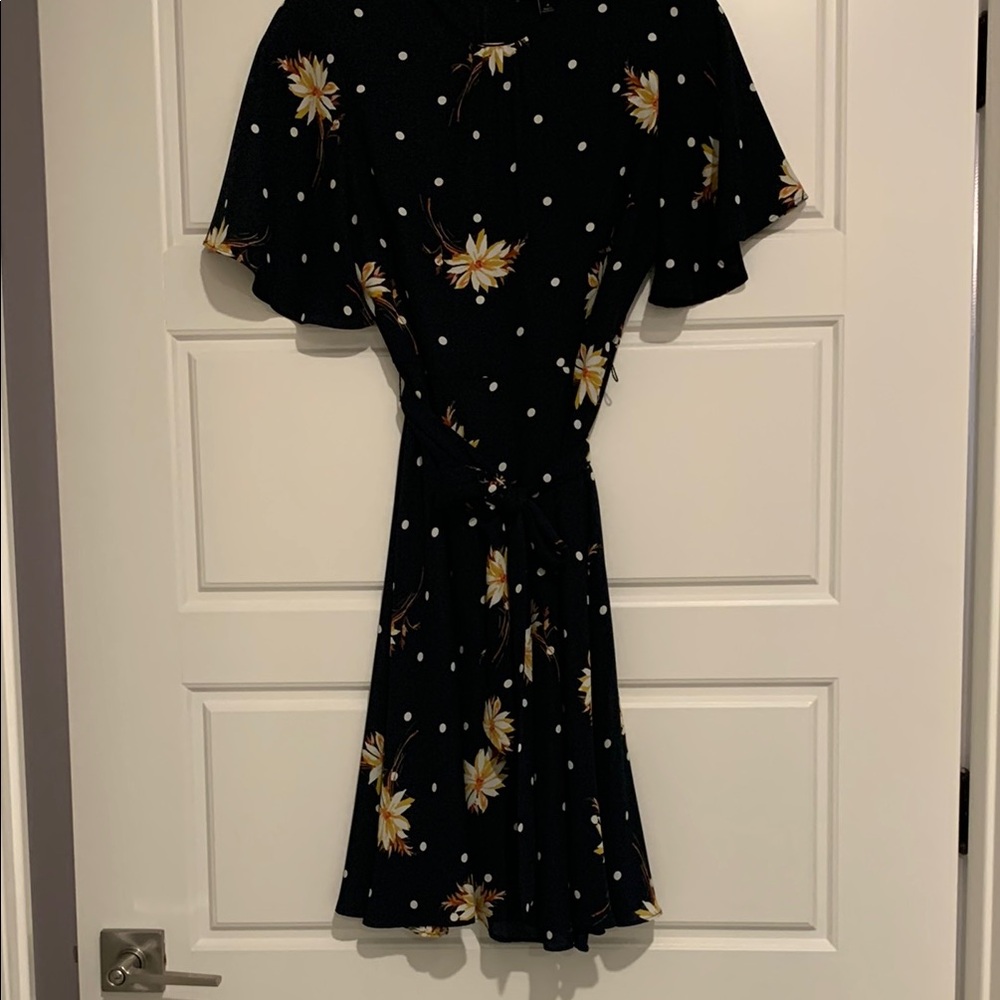 Banana Republic Gold and Blue Ruffled Wrap Sundress